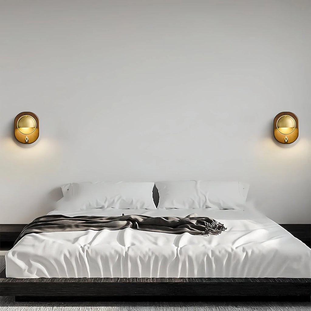 Wall Sconce | Ash Wood & Brass Shade | Compact Accent Lighting