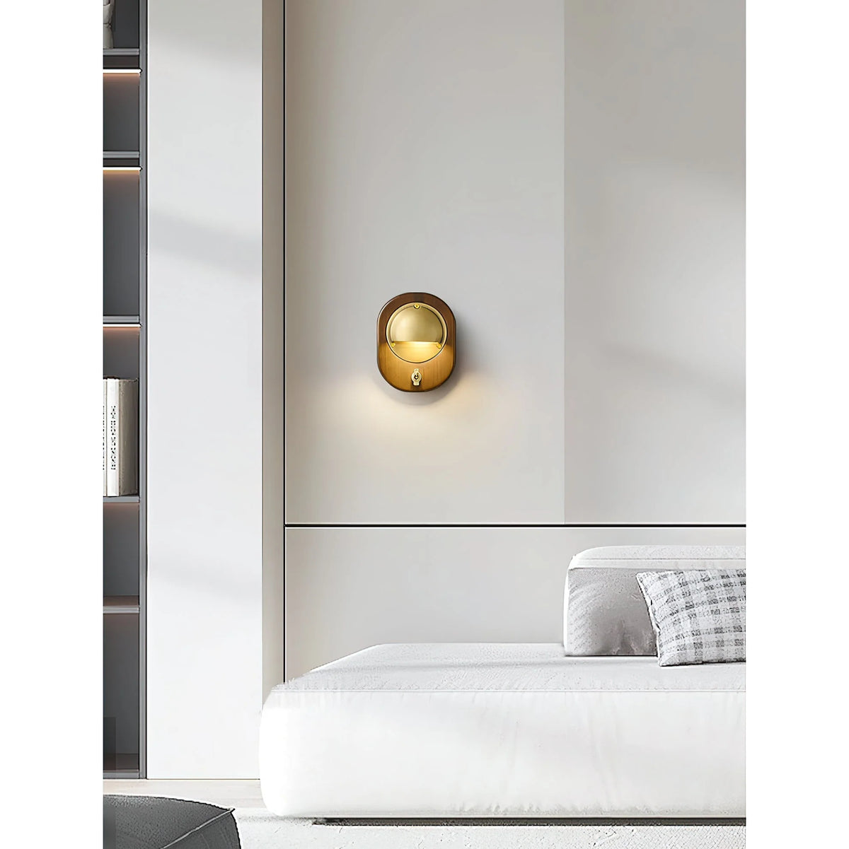 Wall Sconce | Ash Wood & Brass Shade | Compact Accent Lighting