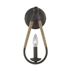 Wall Sconce | Black Iron & Hemp Rope | 33 cm Height