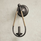 Wall Sconce | Black Iron & Hemp Rope | 33 cm Height