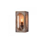 Wall Sconce | Boho Rustic Cube | Wood Body & Metal Arm
