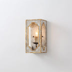 Wall Sconce | Boho Rustic Cube | Wood Body & Metal Arm