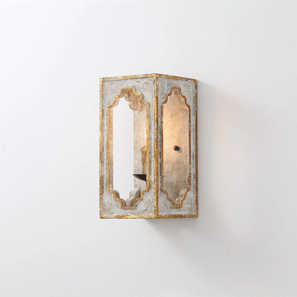 Wall Sconce | Boho Rustic Cube | Wood Body & Metal Arm