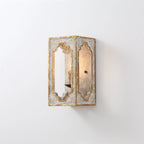 Wall Sconce | Boho Rustic Cube | Wood Body & Metal Arm