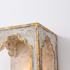 Wall Sconce | Boho Rustic Cube | Wood Body & Metal Arm