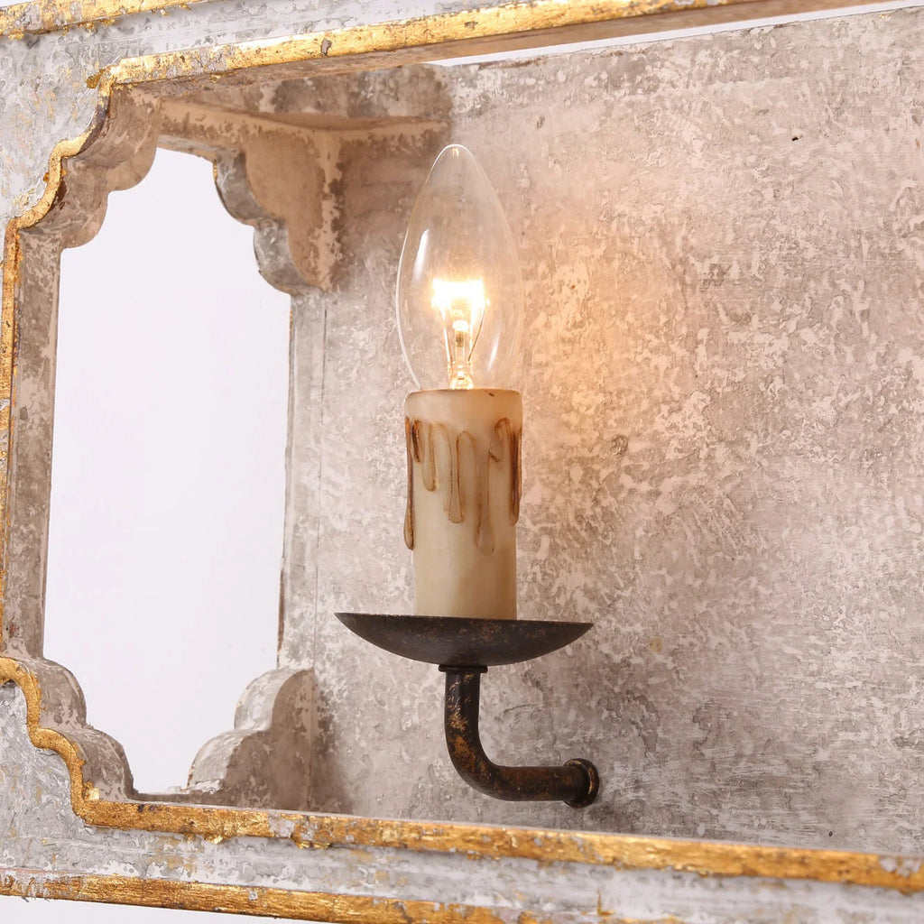Wall Sconce | Boho Rustic Cube | Wood Body & Metal Arm