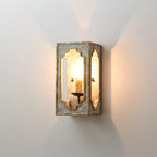 Wall Sconce | Boho Rustic Cube | Wood Body & Metal Arm