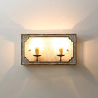 Wall Sconce | Boho Rustic Cube | Wood Body & Metal Arm