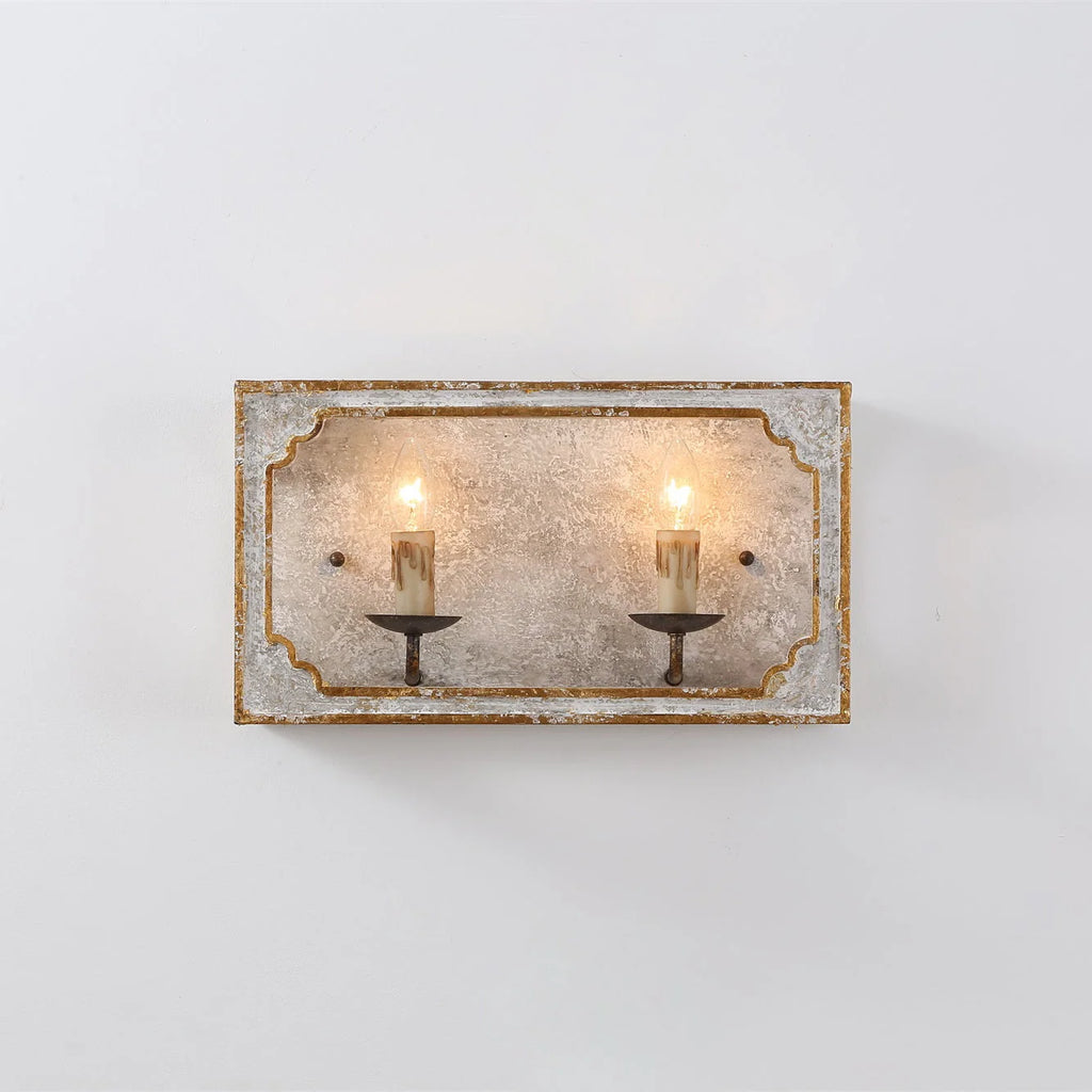 Wall Sconce | Boho Rustic Cube | Wood Body & Metal Arm
