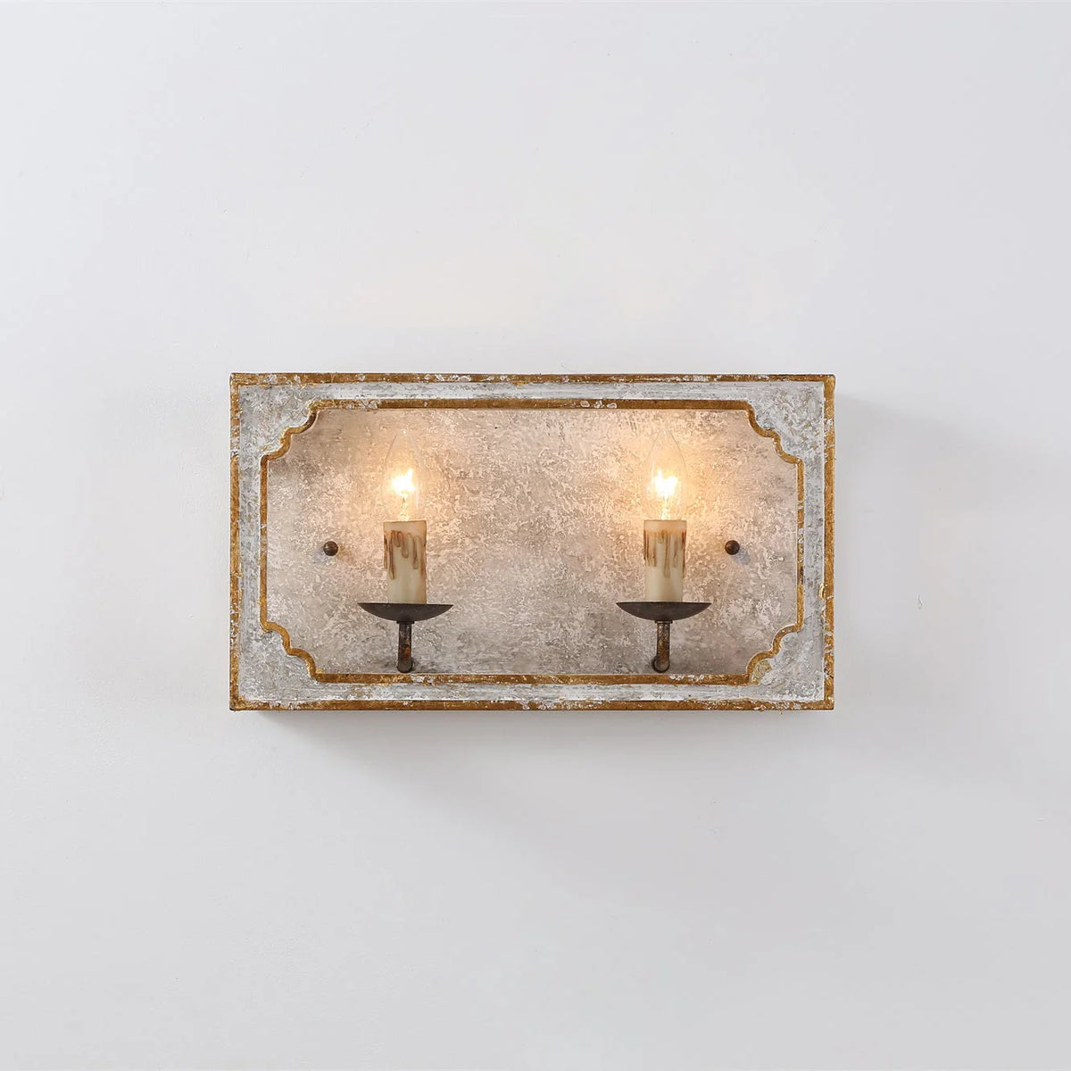 Wall Sconce | Boho Rustic Cube | Wood Body & Metal Arm