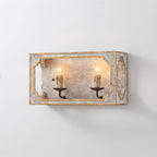 Wall Sconce | Boho Rustic Cube | Wood Body & Metal Arm