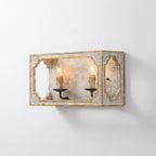 Wall Sconce | Boho Rustic Cube | Wood Body & Metal Arm