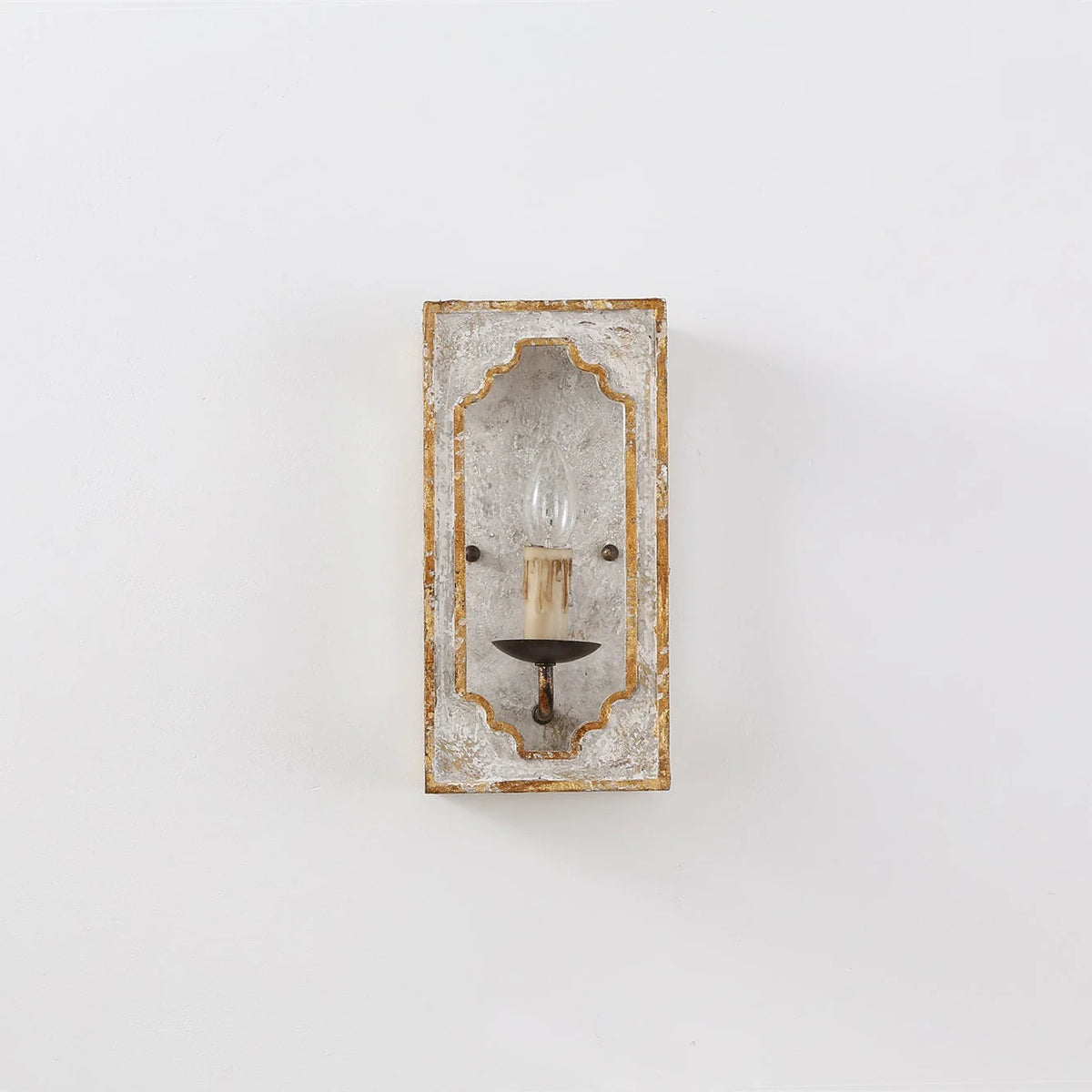 Wall Sconce | Boho Rustic Cube | Wood Body & Metal Arm