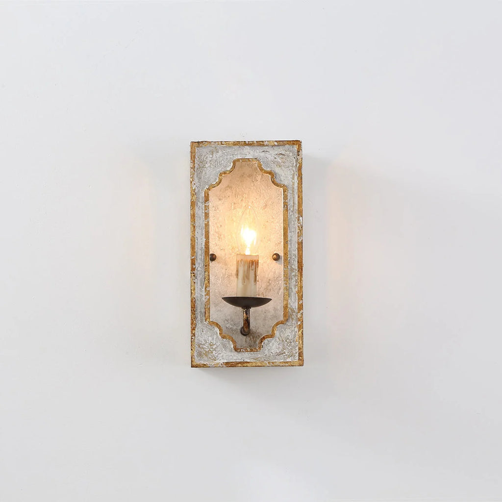 Wall Sconce | Boho Rustic Cube | Wood Body & Metal Arm