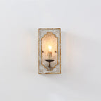 Wall Sconce | Boho Rustic Cube | Wood Body & Metal Arm
