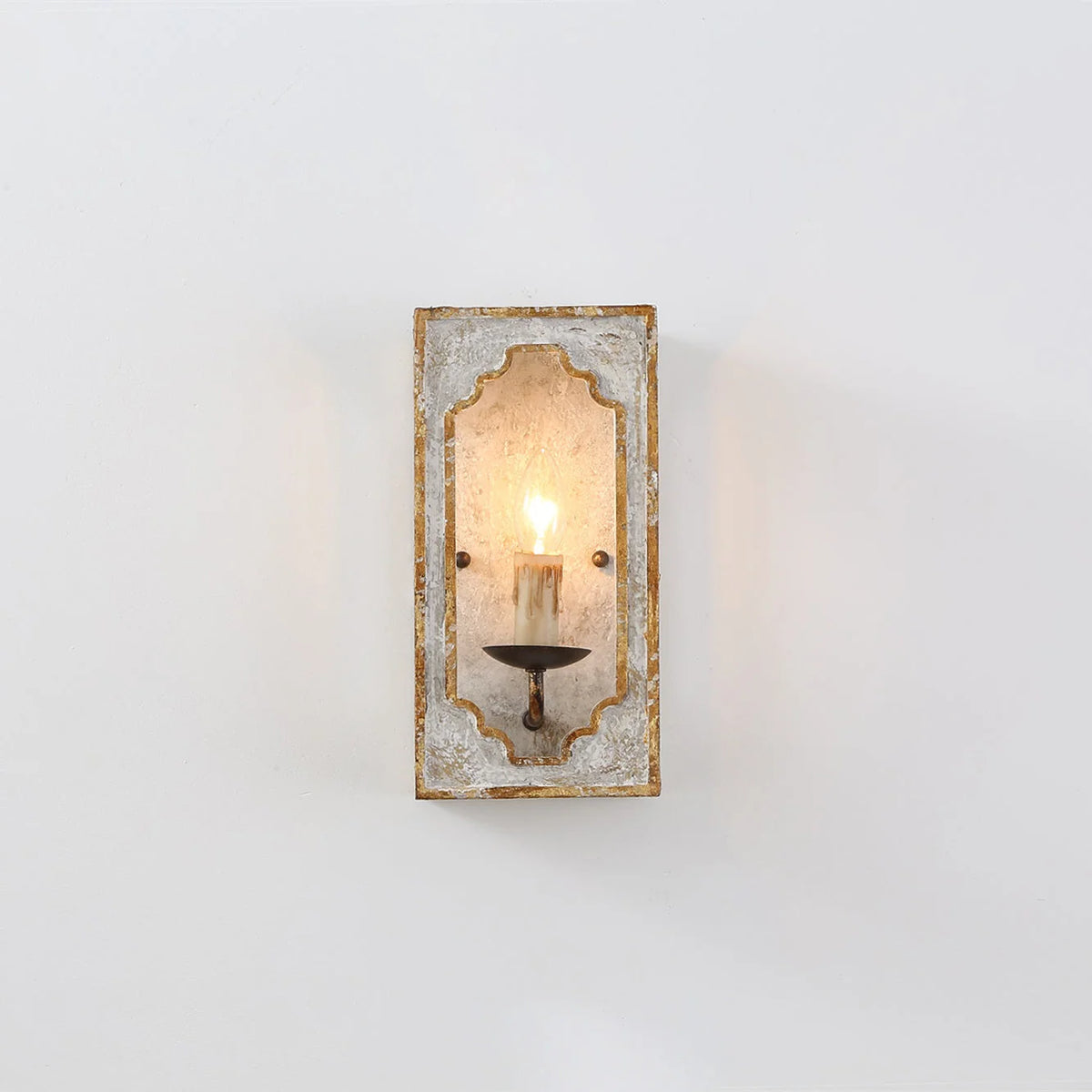 Wall Sconce | Boho Rustic Cube | Wood Body & Metal Arm