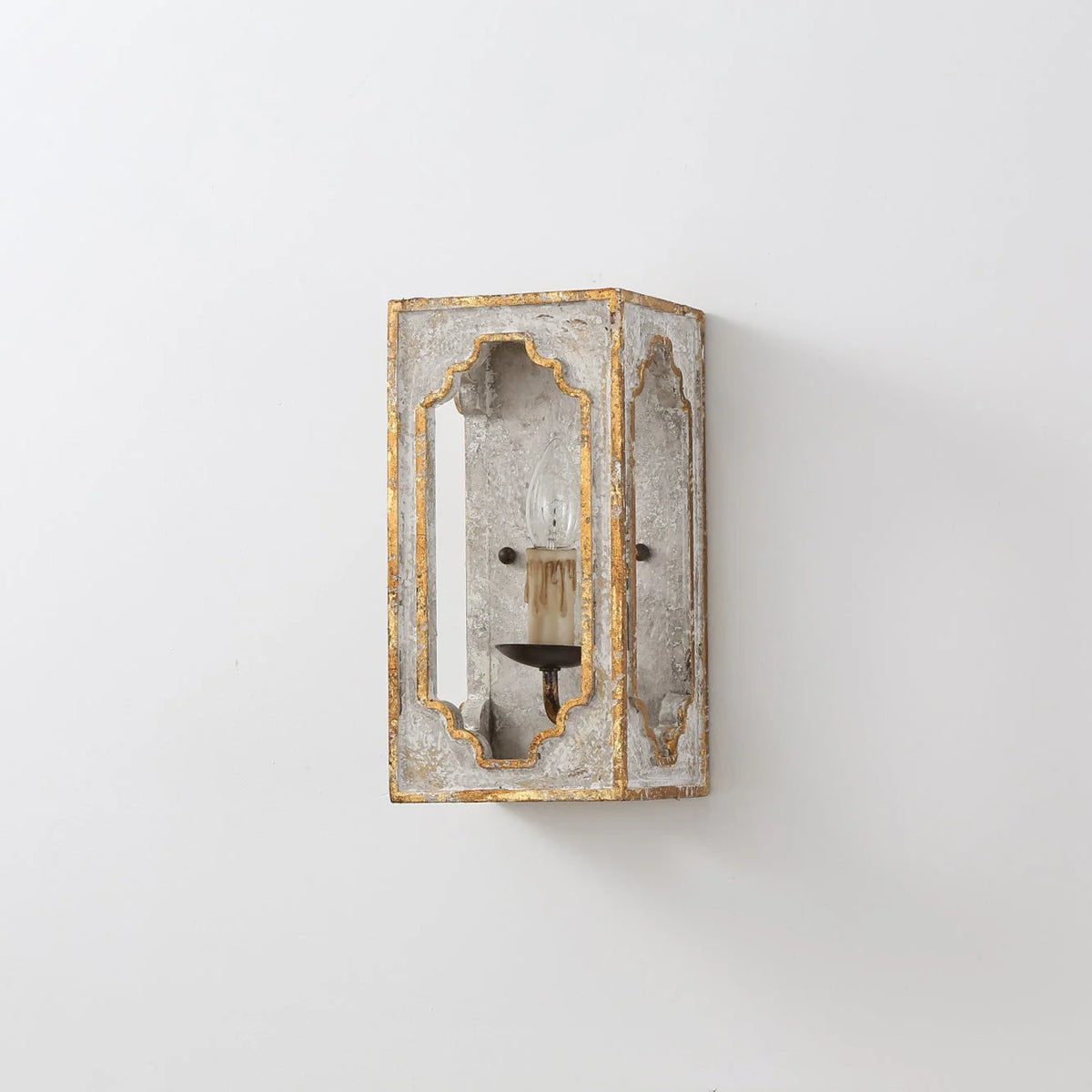Wall Sconce | Boho Rustic Cube | Wood Body & Metal Arm