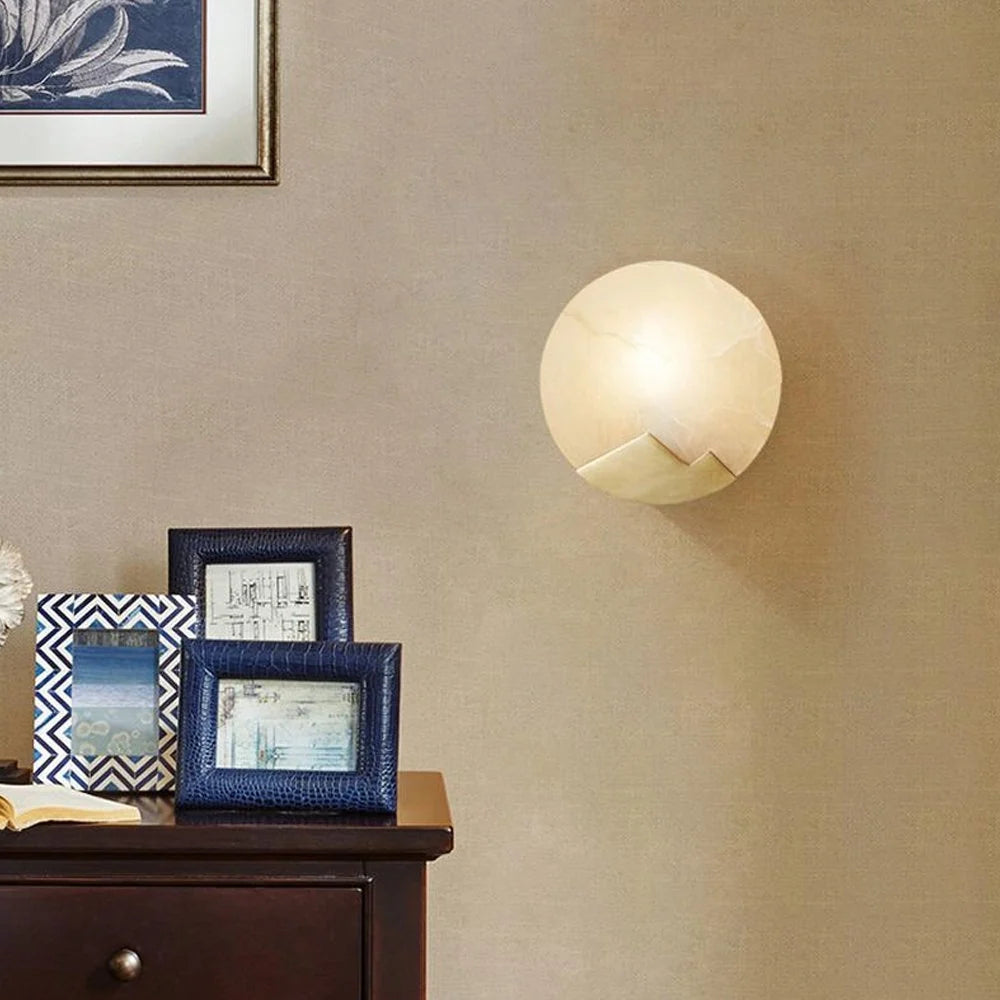 Wall Sconce | Brass & Alabaster | Soft Ambient Glow