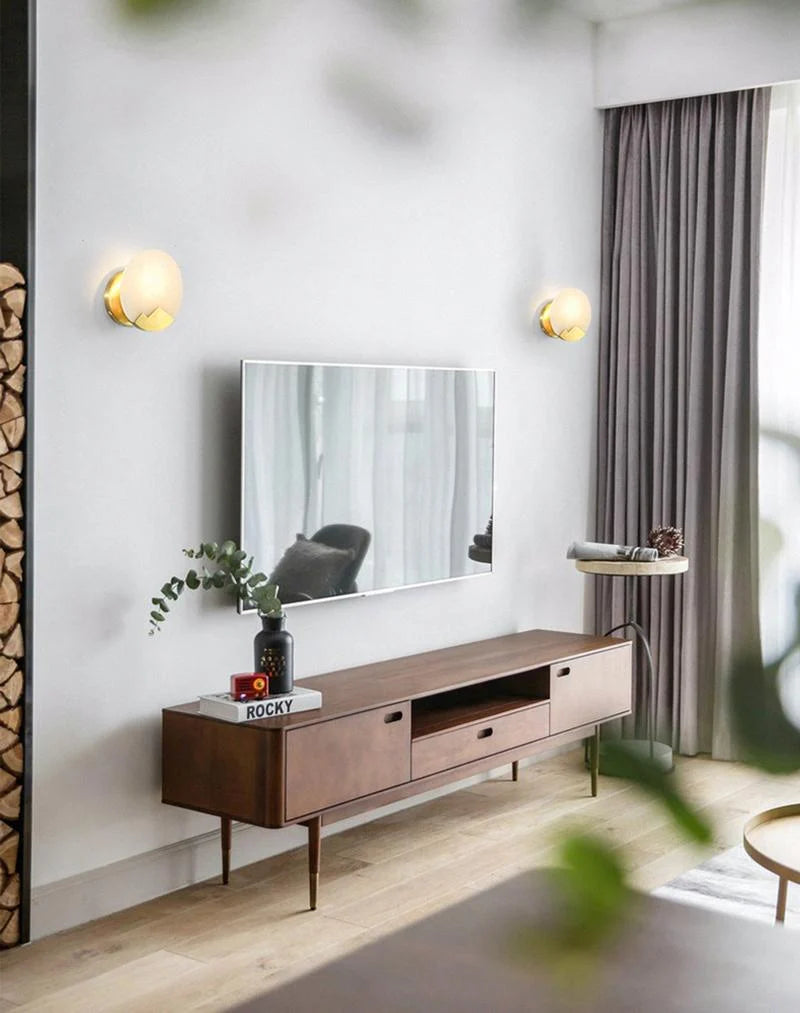 Wall Sconce | Brass & Alabaster | Soft Ambient Glow