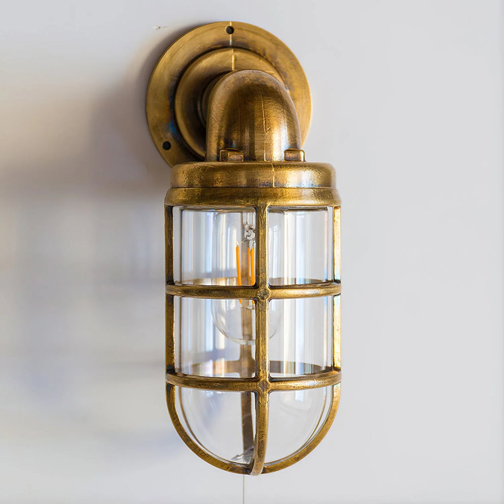 Wall Sconce | Brass & Clear Glass | Indoor & Covered Outdoor Use