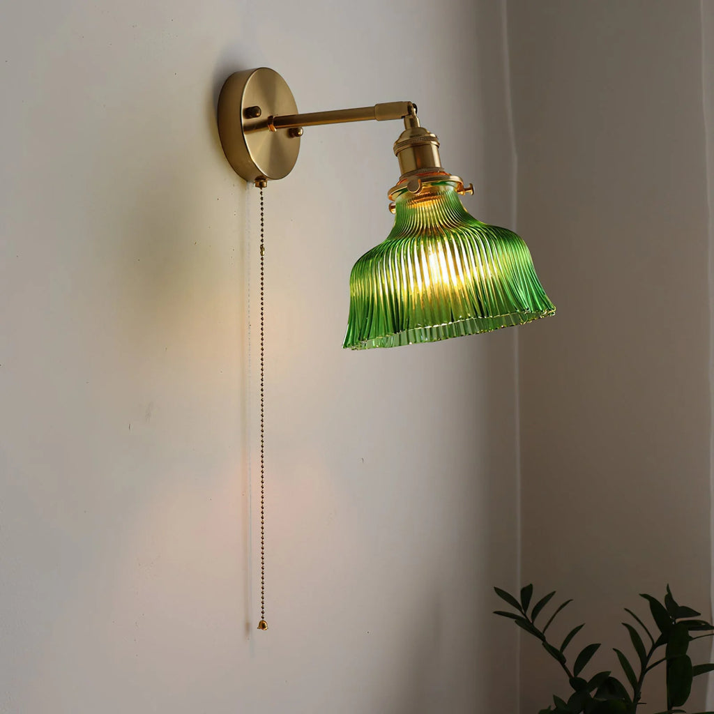 Wall Sconce | Brass & Glass Shade | Hardwired