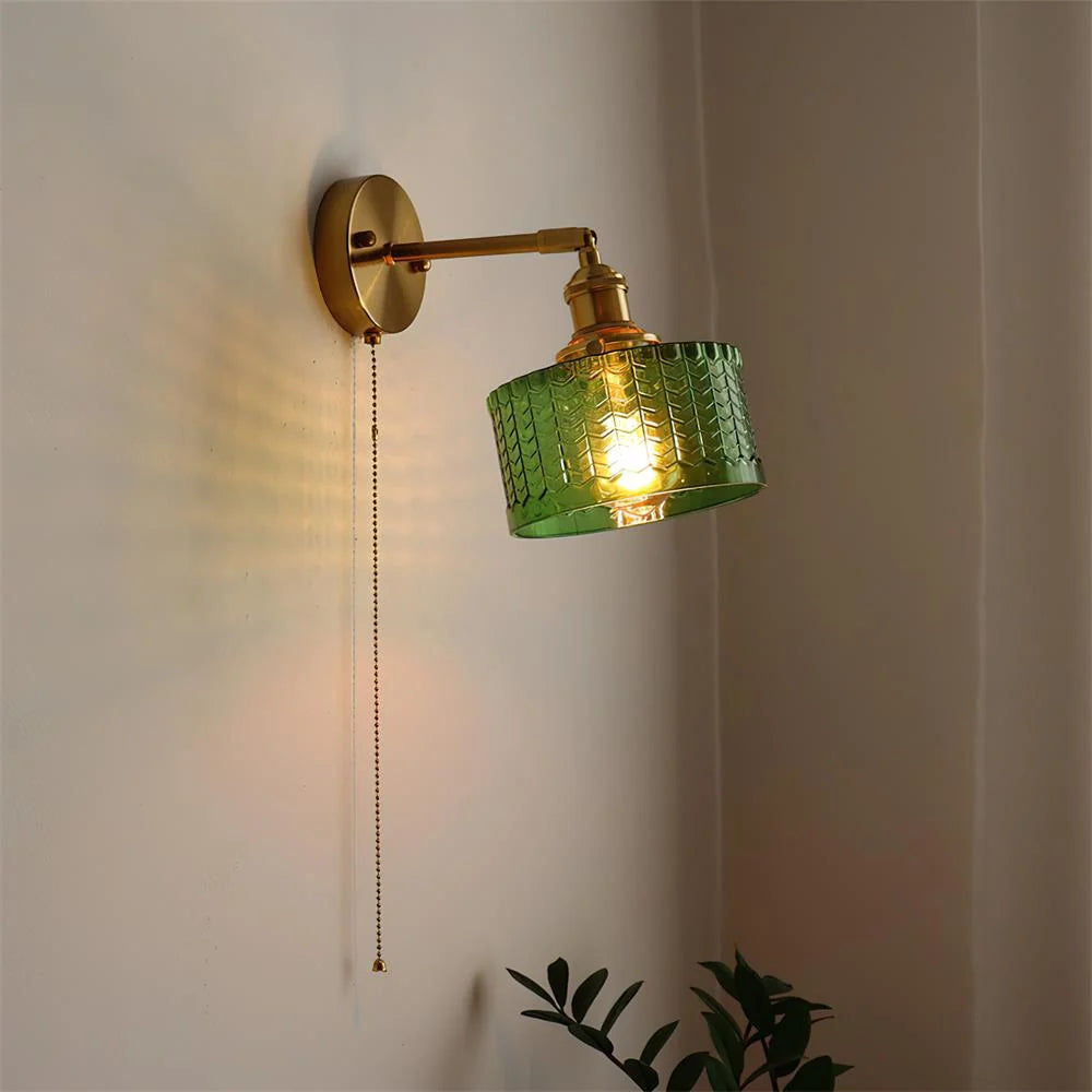 Wall Sconce | Brass & Glass Shade | Hardwired