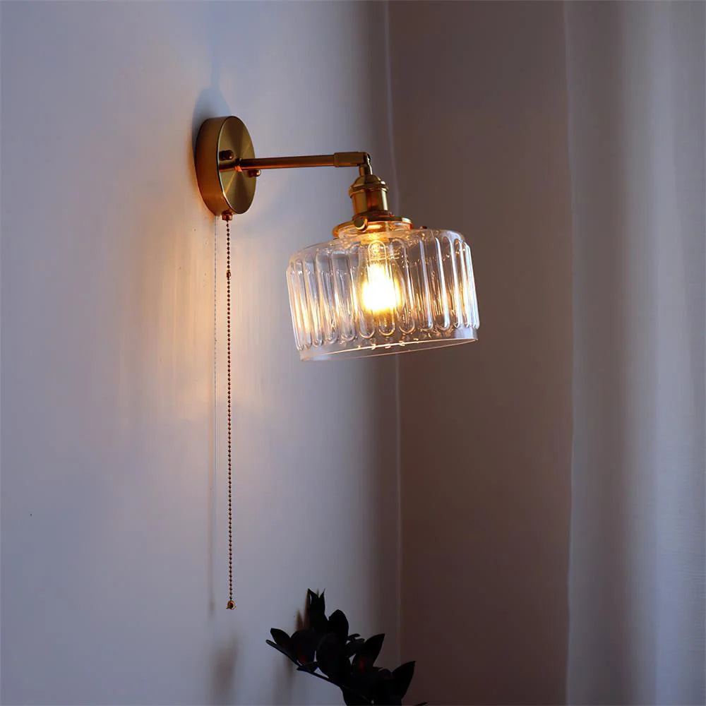 Wall Sconce | Brass & Glass Shade | Hardwired