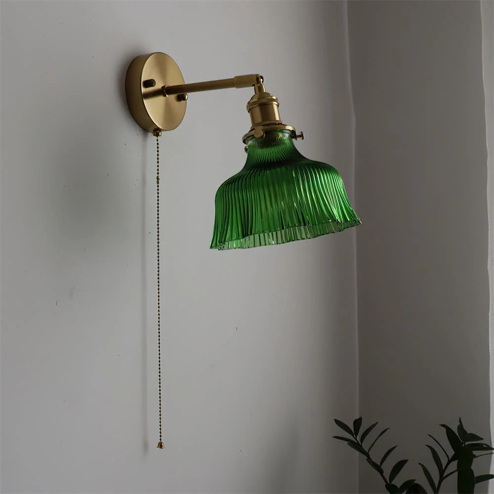 Wall Sconce | Brass & Glass Shade | Hardwired