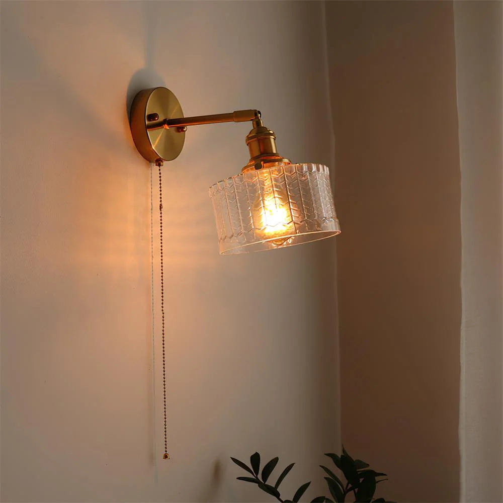 Wall Sconce | Brass & Glass Shade | Hardwired