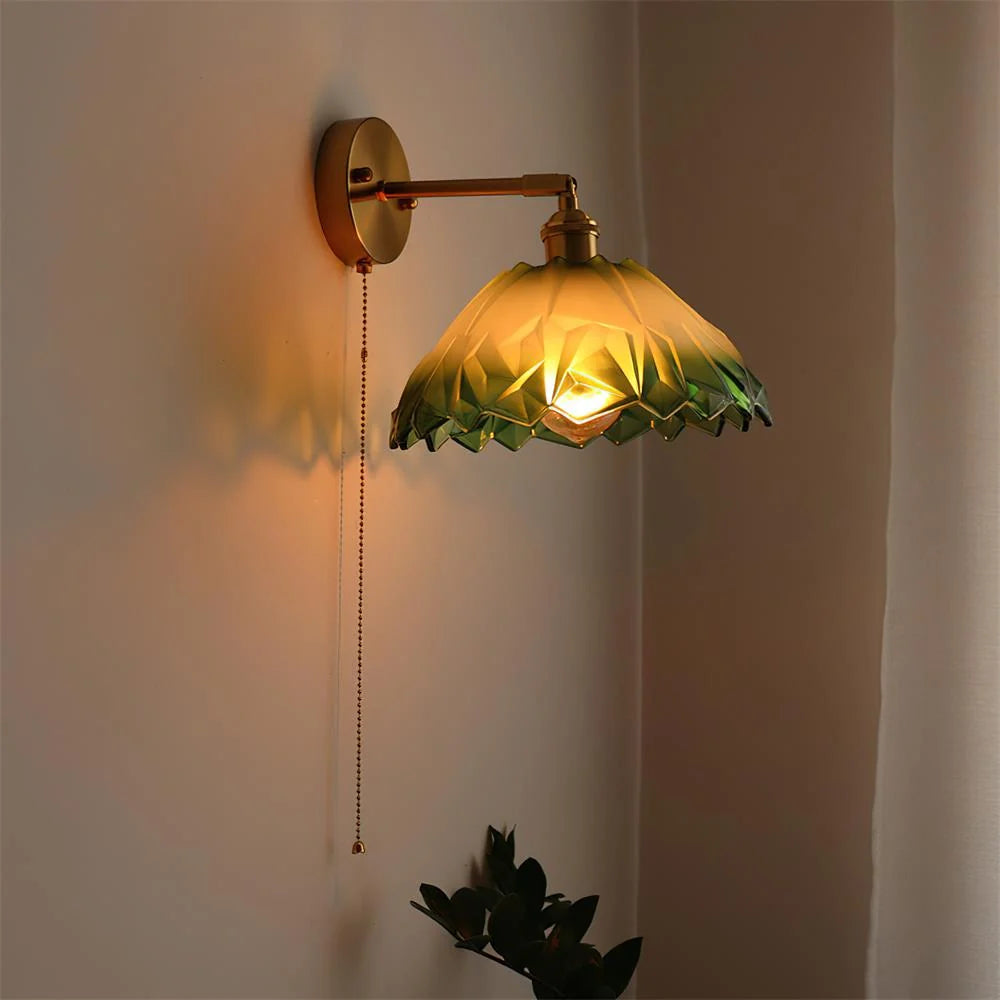 Wall Sconce | Brass & Glass Shade | Hardwired