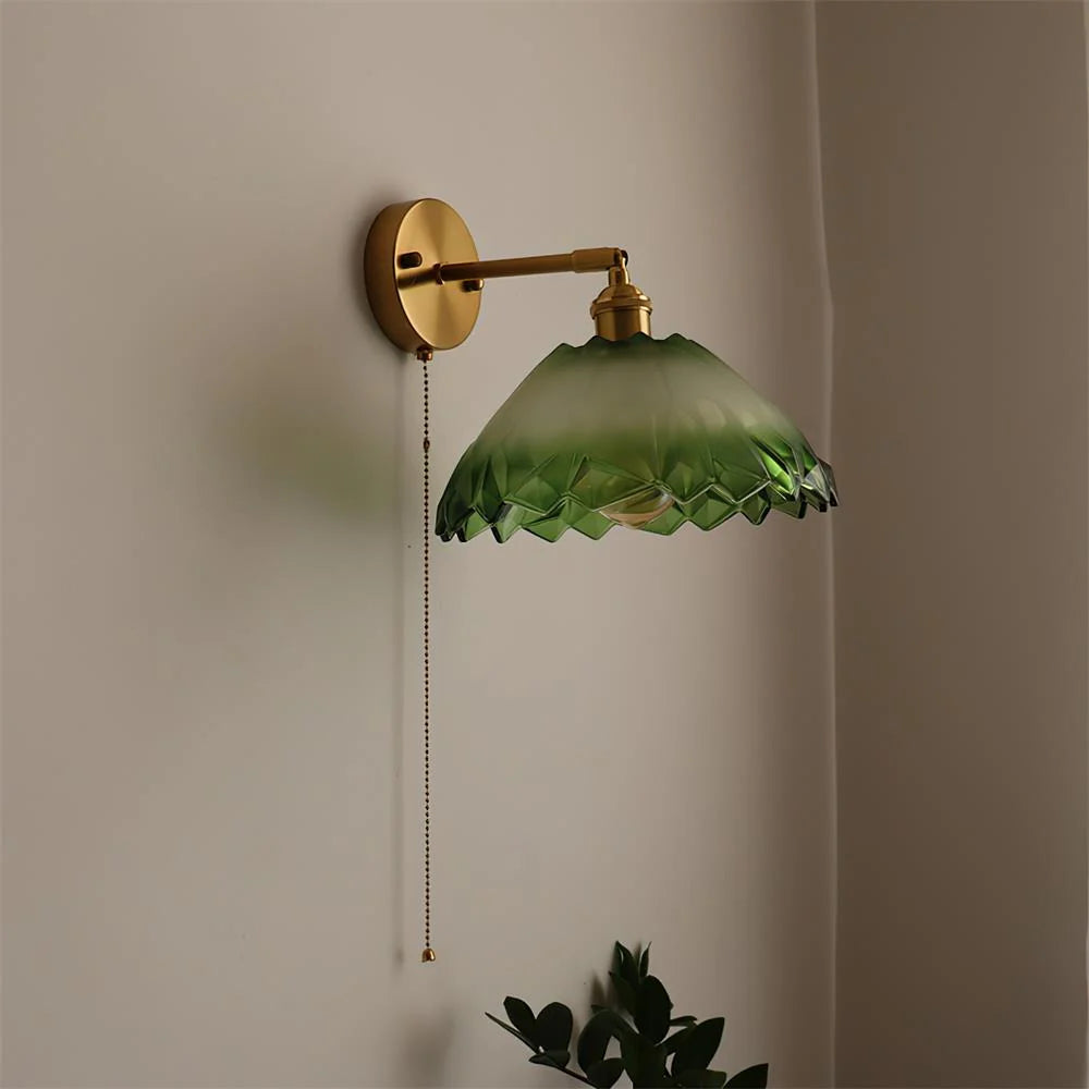 Wall Sconce | Brass & Glass Shade | Hardwired
