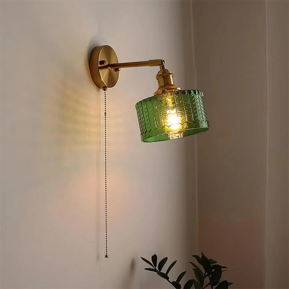 Wall Sconce | Brass & Glass Shade | Hardwired