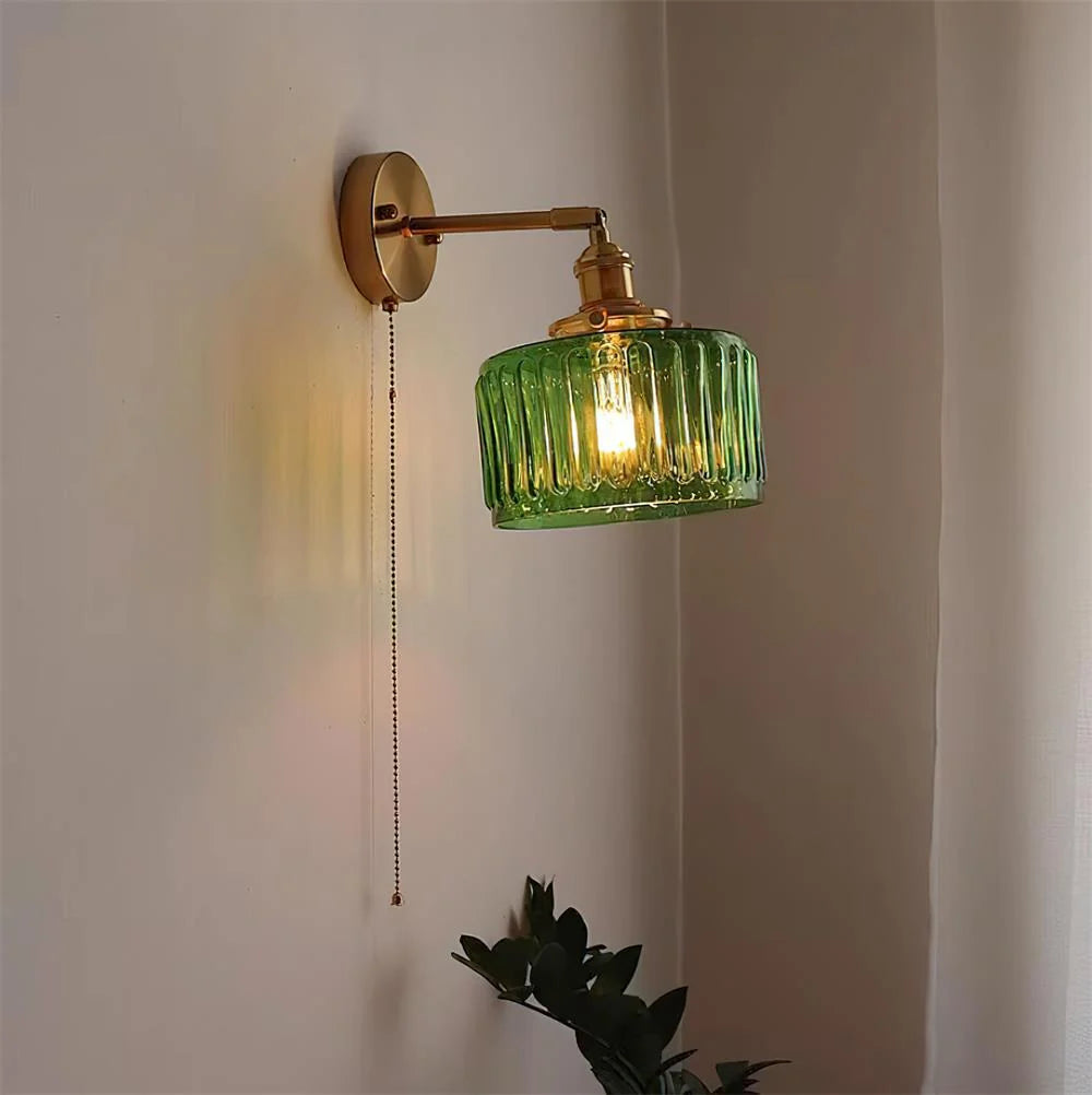 Wall Sconce | Brass & Glass Shade | Hardwired