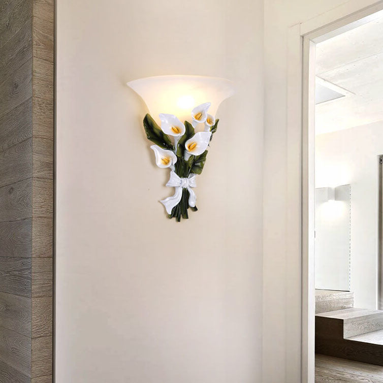 Wall Sconce | Calla Lily Glass | Energy-Efficient Warm LED
