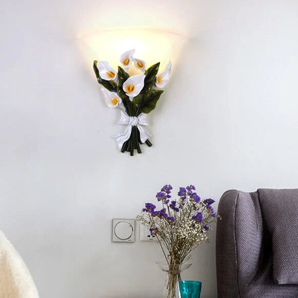 Wall Sconce | Calla Lily Glass | Energy-Efficient Warm LED