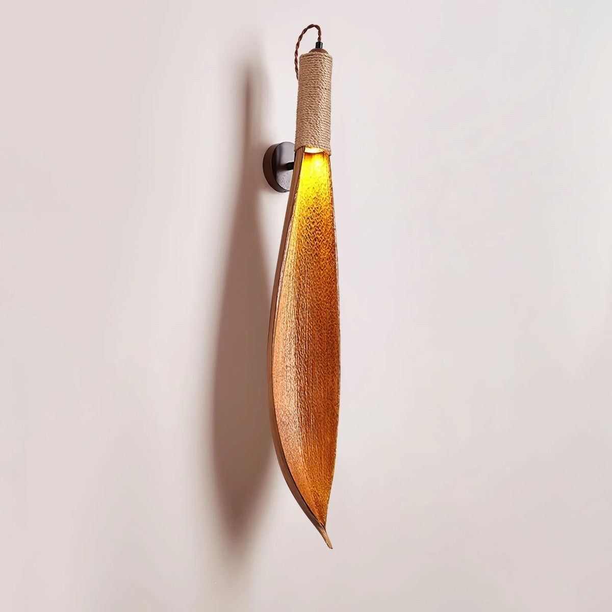 Wall Sconce | Cocoa Leaf Shade & Hemp Rope | E26/E27 Compatible