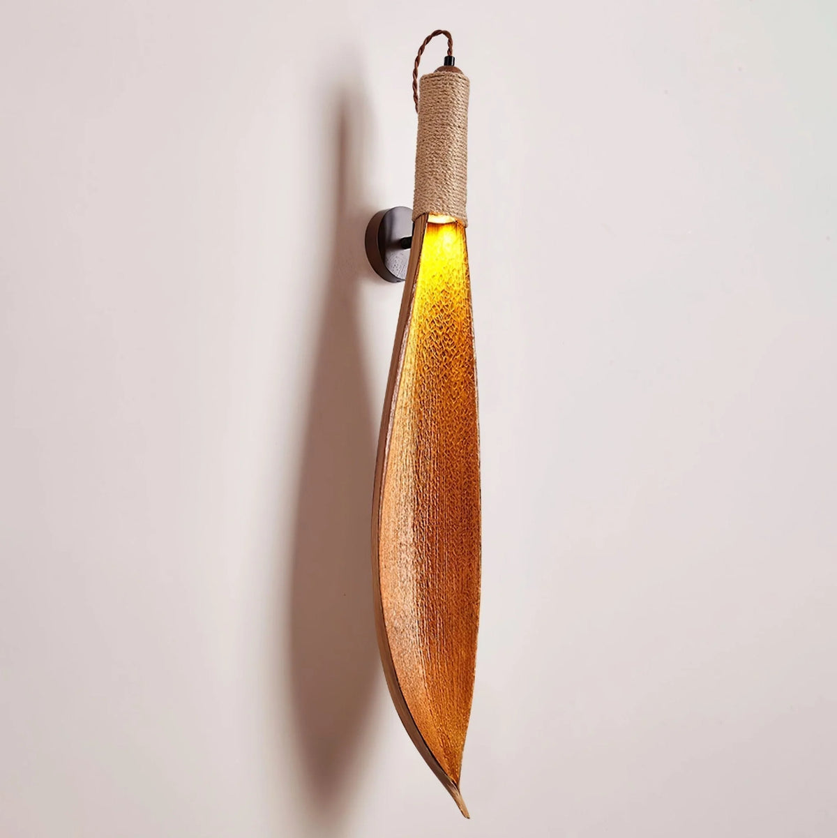 Wall Sconce | Cocoa Leaf Shade & Hemp Rope | E26/E27 Compatible