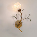 Wall Sconce | Cream Floral Glass & Antique Brass | Bulb Included