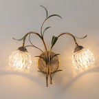 Wall Sconce | Cream Floral Glass & Antique Brass | Bulb Included