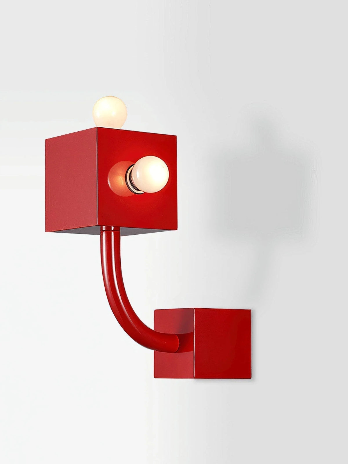 Wall Sconce | Cube Red Metal & E26/E27 Compatible