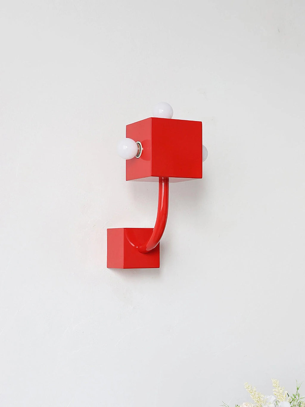 Wall Sconce | Cube Red Metal & E26/E27 Compatible