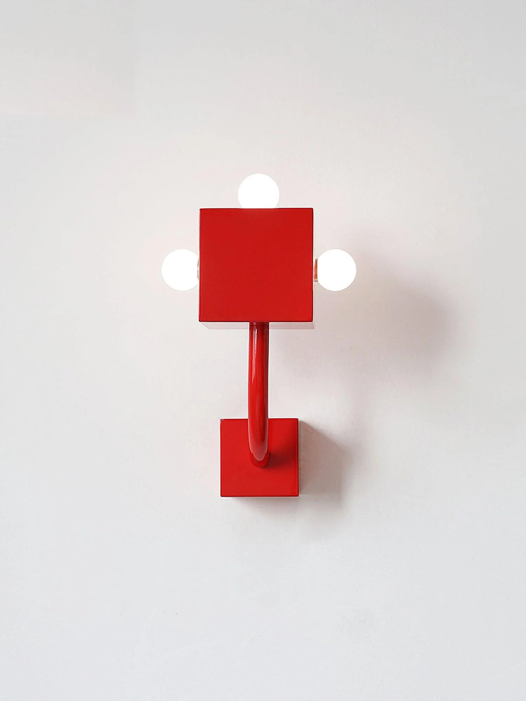 Wall Sconce | Cube Red Metal & E26/E27 Compatible
