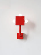 Wall Sconce | Cube Red Metal & E26/E27 Compatible