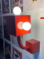 Wall Sconce | Cube Red Metal & E26/E27 Compatible