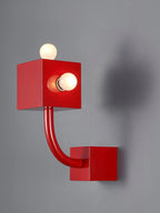 Wall Sconce | Cube Red Metal & E26/E27 Compatible
