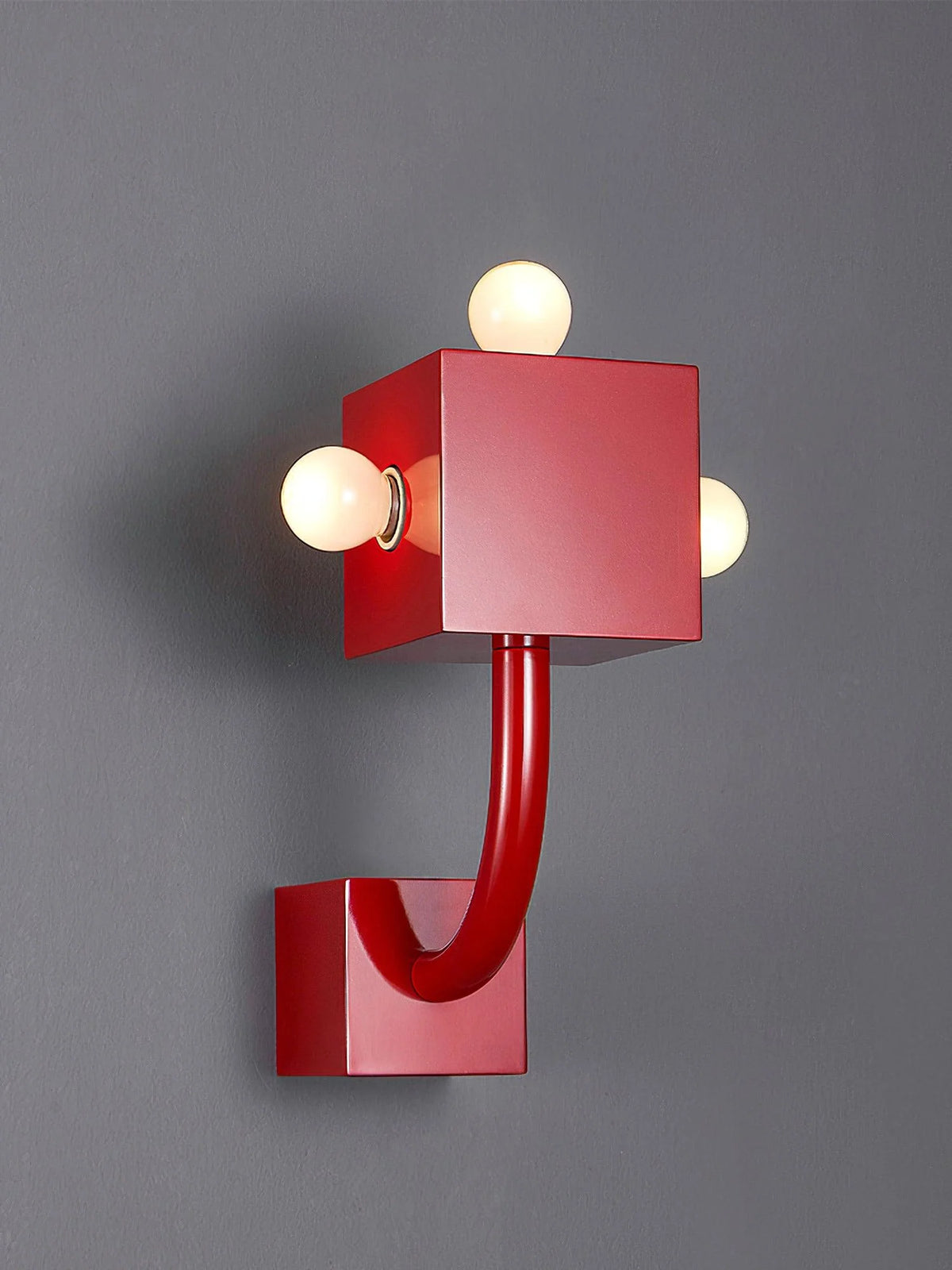 Wall Sconce | Cube Red Metal & E26/E27 Compatible
