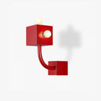 Wall Sconce | Cube Red Metal & E26/E27 Compatible