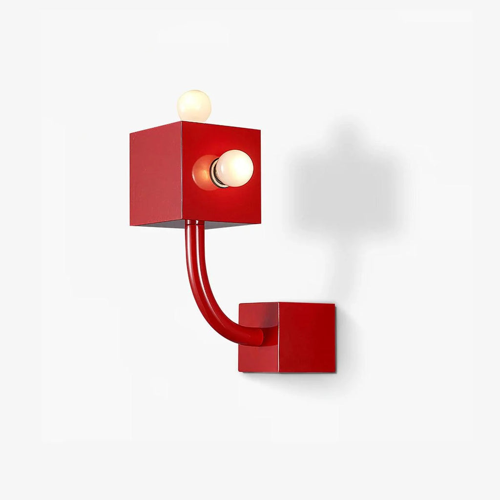 Wall Sconce | Cube Red Metal & E26/E27 Compatible