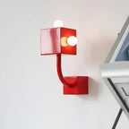 Wall Sconce | Cube Red Metal & E26/E27 Compatible