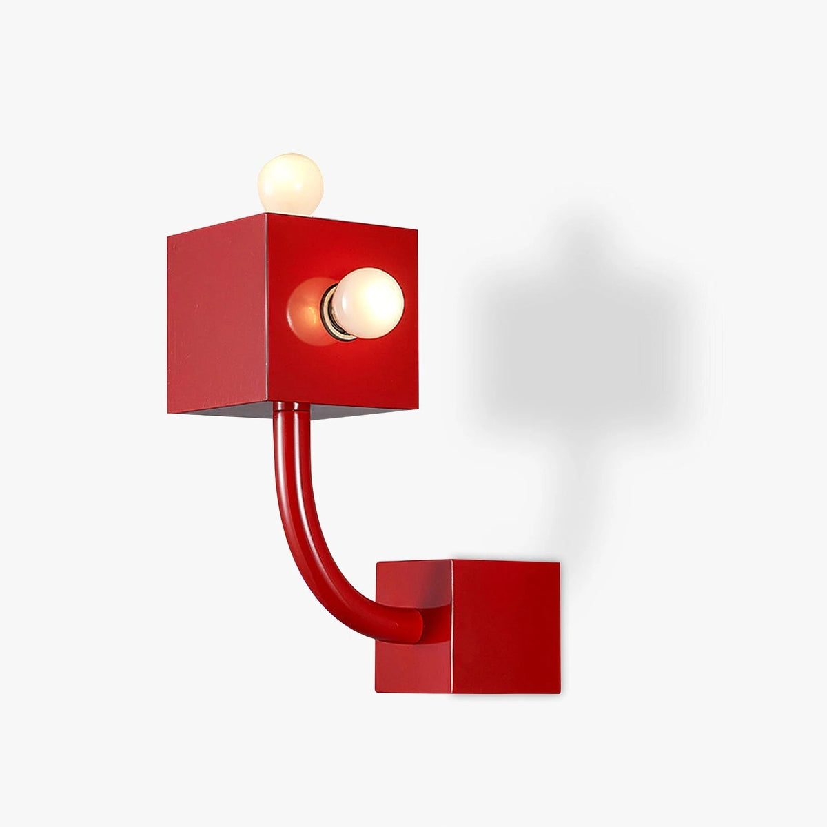 Wall Sconce | Cube Red Metal & E26/E27 Compatible